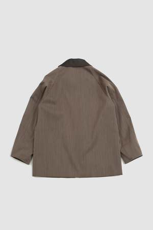 Auralee Wool Cavarly Twill Laminate Hunting Blouson - Olive Brown