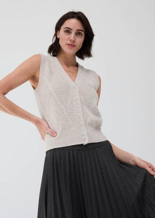 Autumn Cashmere Diamond Stitch Vest - Mojave