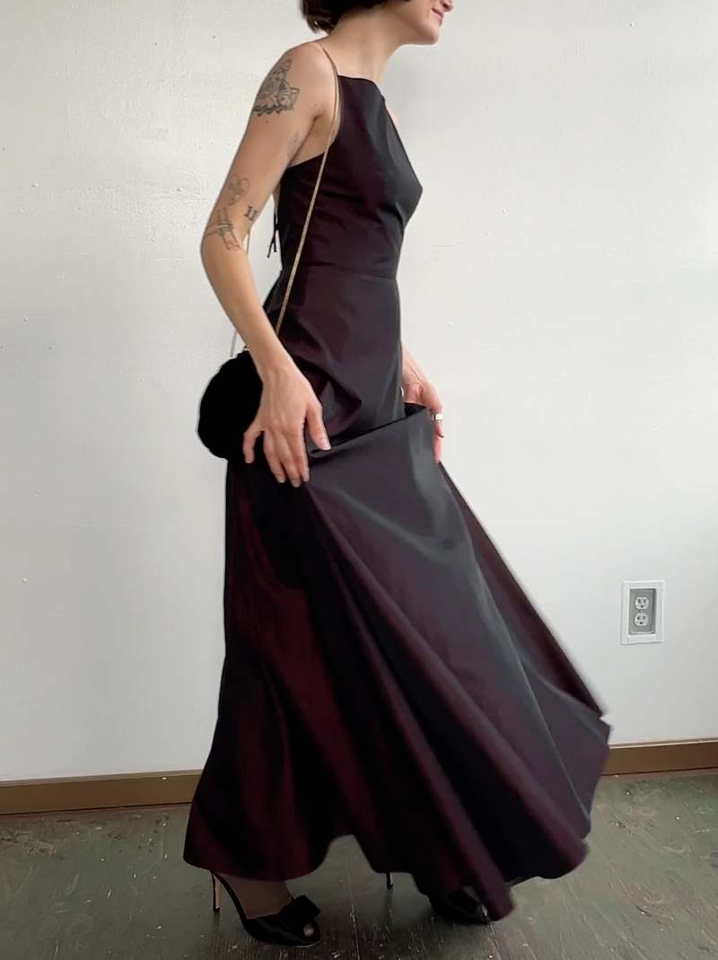 Vintage 90s Taffetta Gown - Blackberry