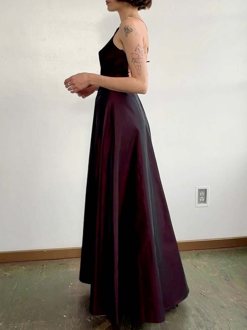 Vintage 90s Taffetta Gown - Blackberry