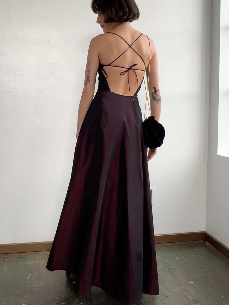 Vintage 90s Taffetta Gown - Blackberry