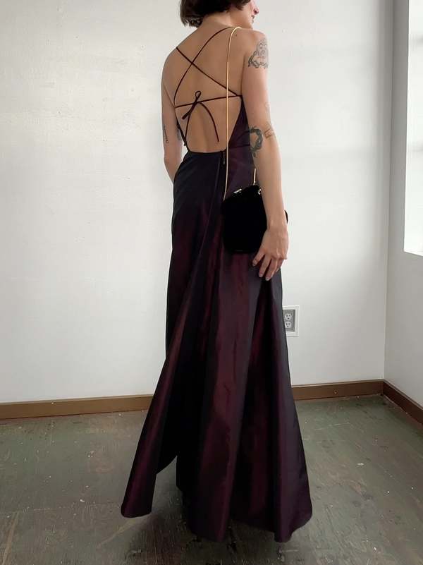 Vintage 90s Taffetta Gown - Blackberry