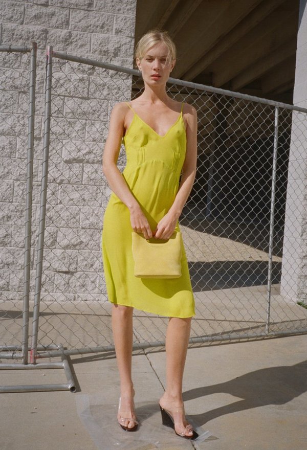 chartreuse slip dress