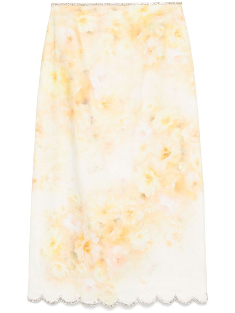 Crush Scalloped Midi Skirt