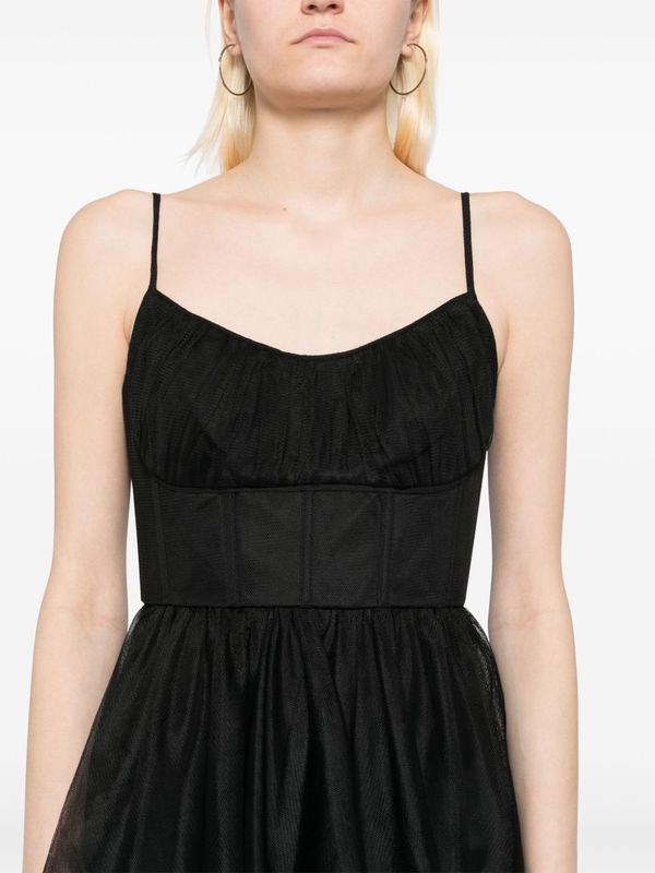 Zimmermann Tulle Corset Midi Dress - Black | Garmentory