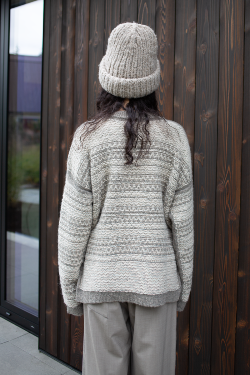 Lauren Manoogian Jacquard Crewneck Sweater - Rock/Alabaster
