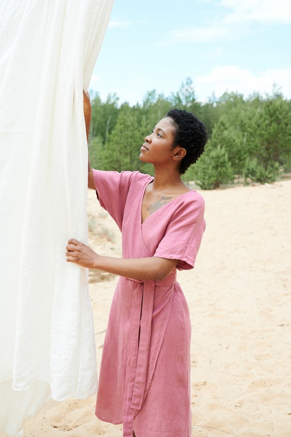 Linenfox Mimosa Linen Dress - Watermelon