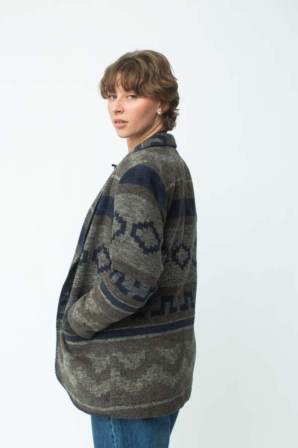 Blanket-Stitched Southwestern Blazer