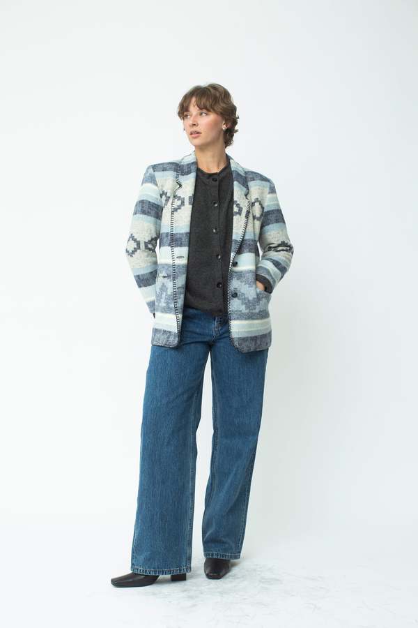 Blanket-Stitched Southwestern Blazer