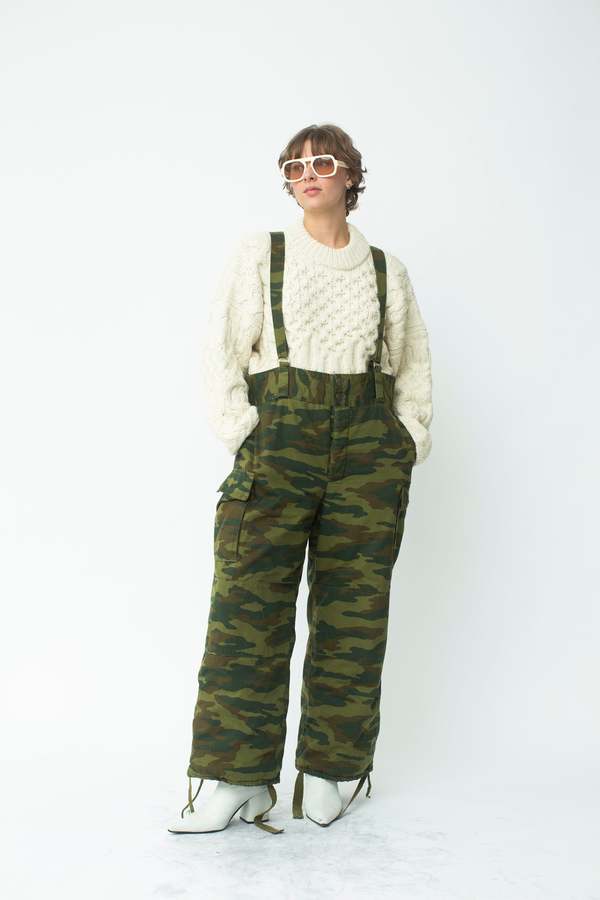 Quilted Suspender Pants - Camo
