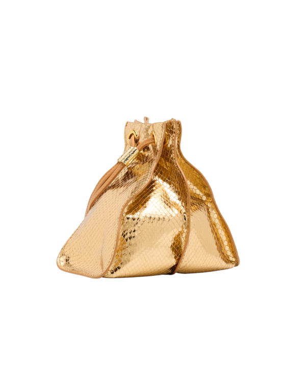 Ulla Johnson Adria Pleated Wave Pochette - Gold Python