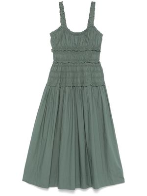 doen marianne dress green Marianne ruffled cotton poplin midi dress in green - Doen