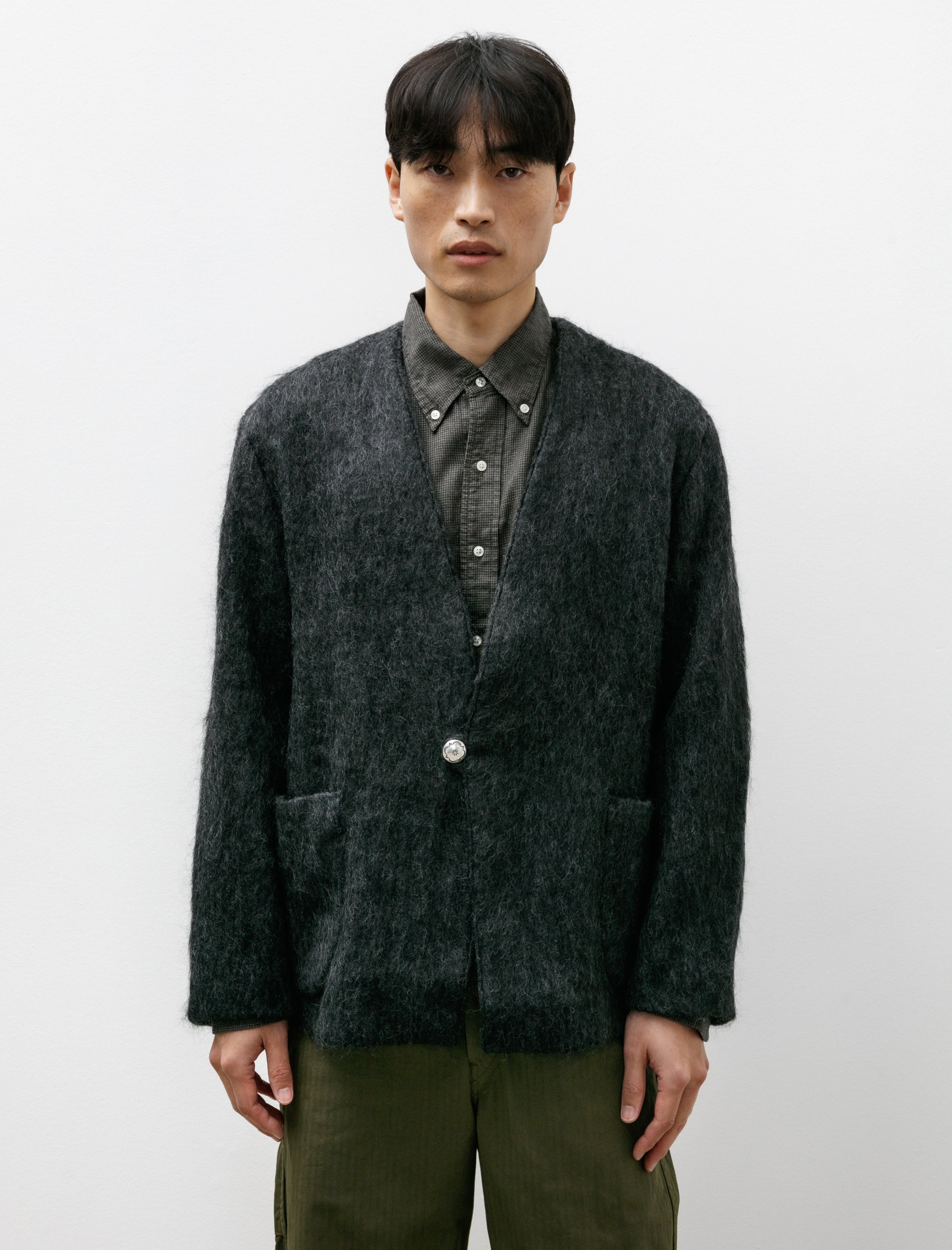Orslow Mohair Cardigan - Charcoal Grey | Garmentory