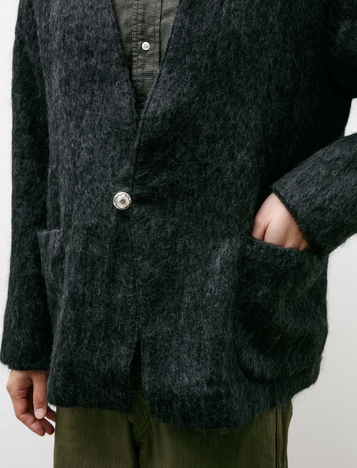 アウターその他 ROCKCAKE Nickel Button Mohair Cardigan Charcoal RC23KN00100 ROCKCAKE 】 button mohair cardigan