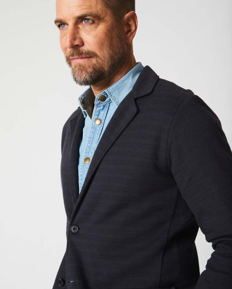 Billy Reid Ottoman Knit Sport Coat - Carbon Blue