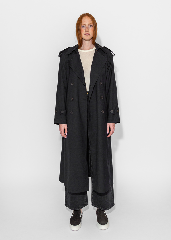 Mijeong Park Wool Blend Long Trench - Navy