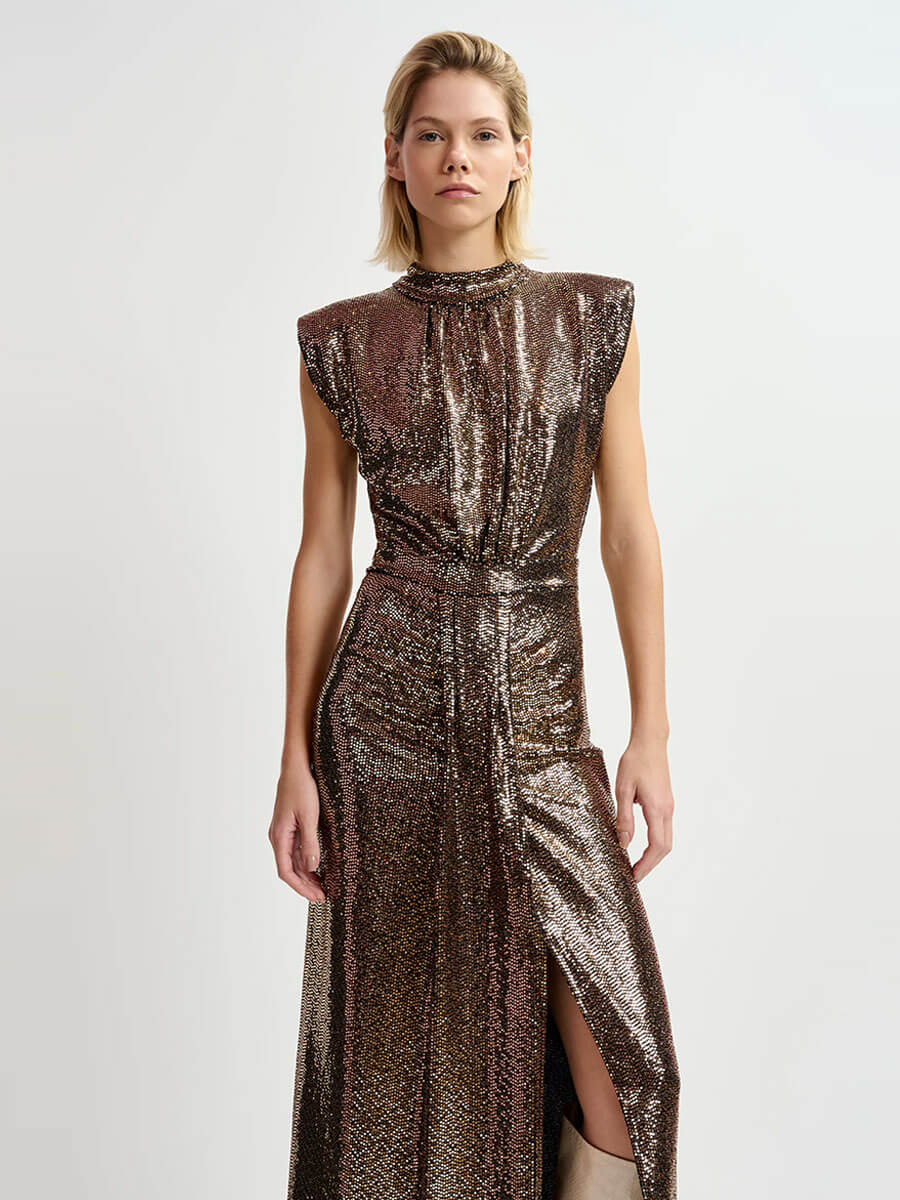 green emerald velvet dress ESSENTIEL ANTWERP Dress "Iquarius" gold