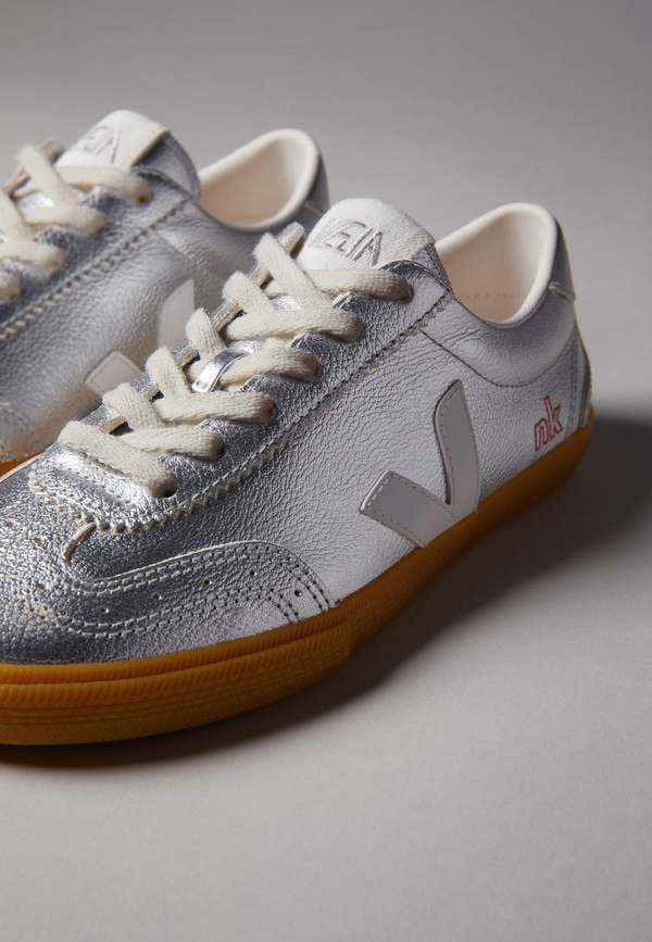 VEJA NK x Volley Chromefree Leather Sneakers - Silver/White