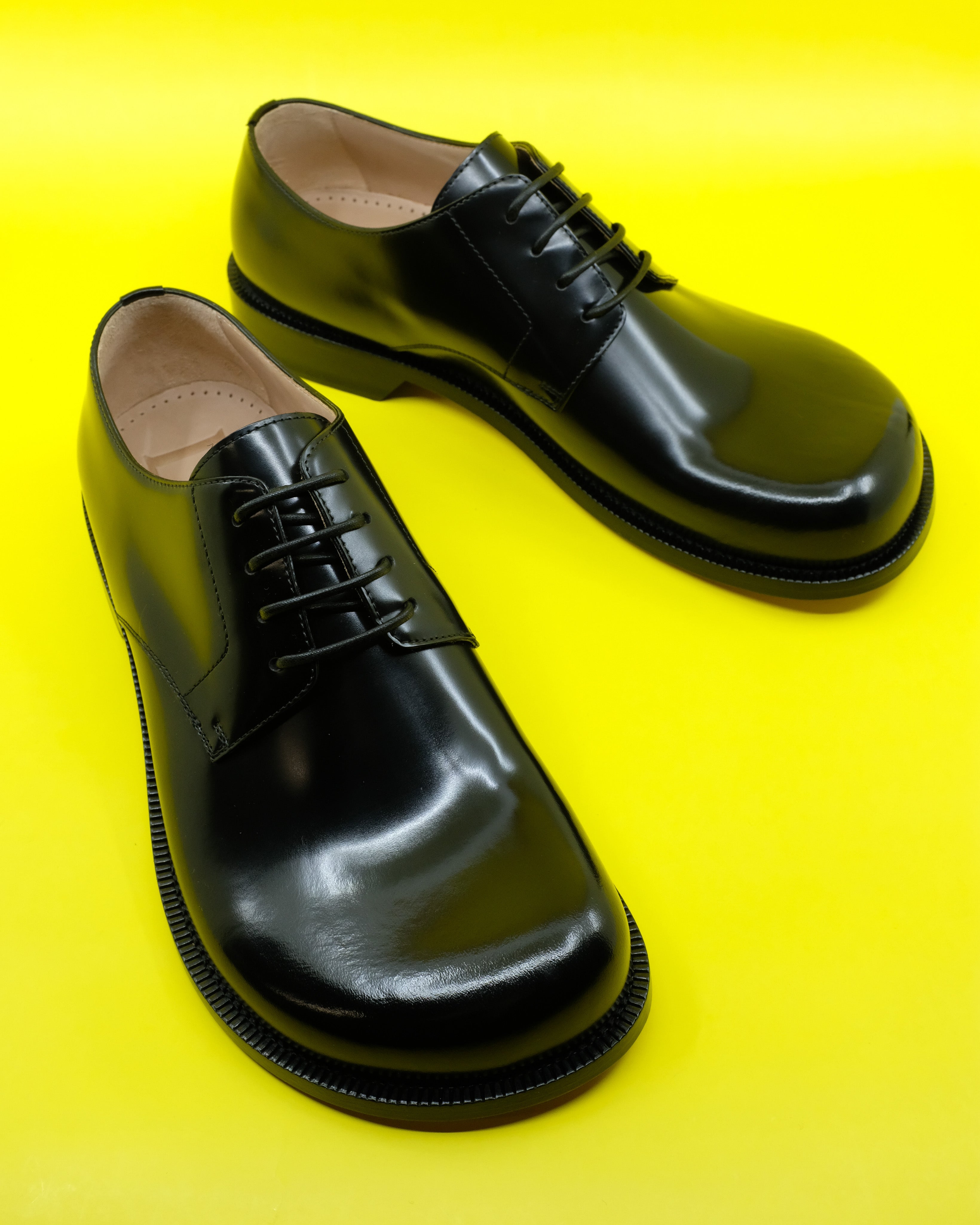 LOEWE Brushed Calfskin Campo Derby Shoes - Black | Garmentory