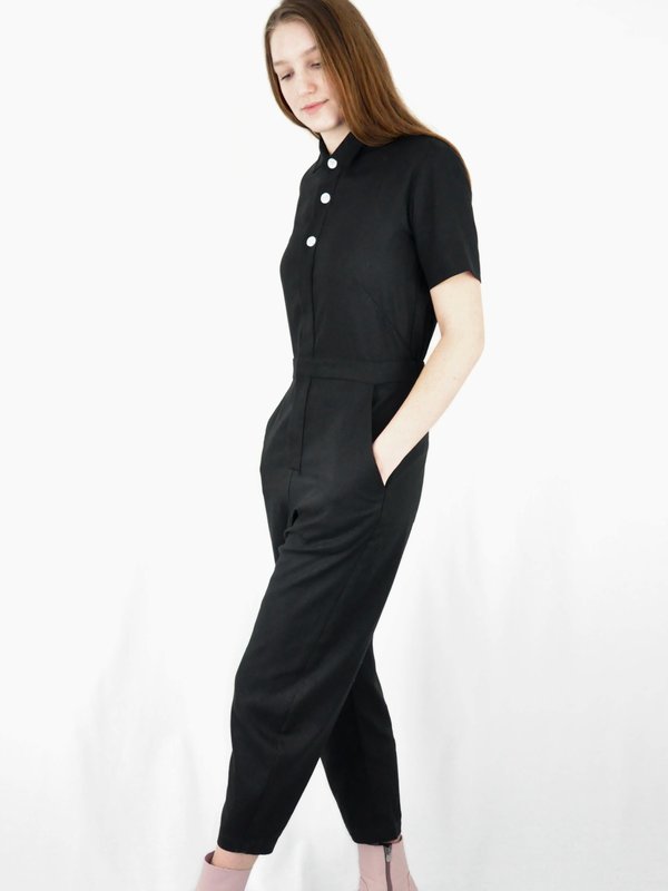 In God We Trust Yaki Coverall - Black Linen In God We Trust Yaki Coverall - Black Linen