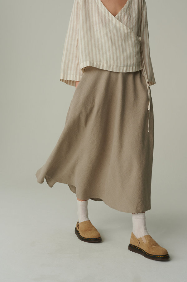 Linenfox Lily Linen Skirt - Natural Grey | Garmentory