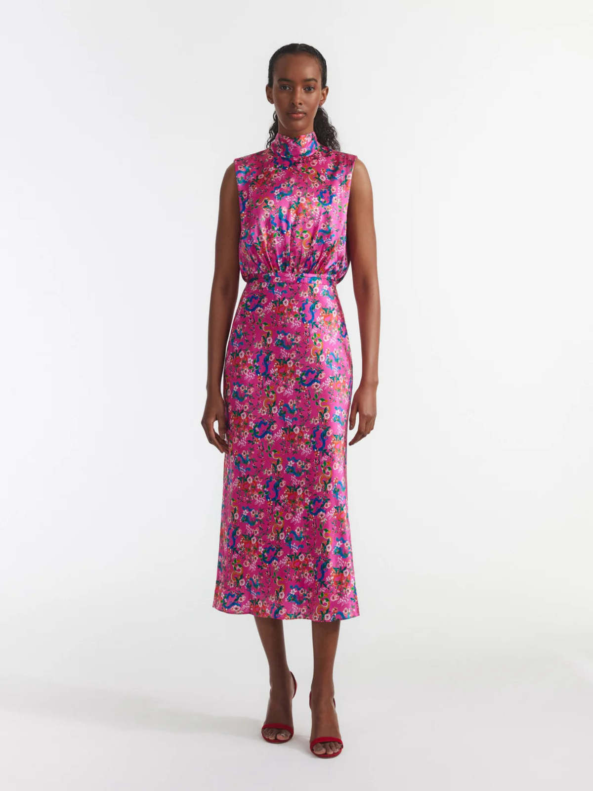 knee length dresses for ladies Saloni | Fleur Dress in Champagne