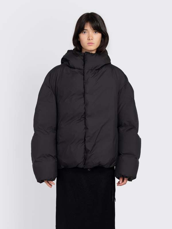 AMOMENTO Hooded Down Puffer Jacket - Black | Garmentory