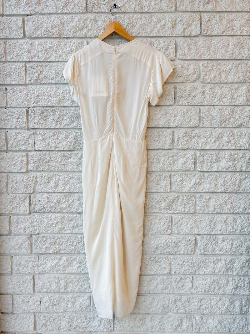 chinese dress ladies Isabel Marant toile // White Linen Ruffle Mini Dress  VSP Consignment