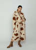 OOFWear Cow Print Eco Fur Long Coat - Natural/Brown - Thumbnail 1