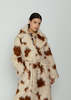 OOFWear Cow Print Eco Fur Long Coat - Natural/Brown - Thumbnail 2