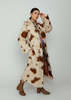 OOFWear Cow Print Eco Fur Long Coat - Natural/Brown - Thumbnail 5