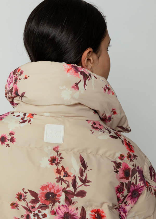 OOFWear Floral Print Nylon Short Jacket - Sand/Pink | Garmentory
