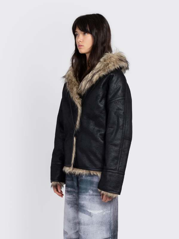 Open YY Faux Fur Reversible Jacket - Black | Garmentory Open YY Faux Fur Reversible Jacket - Black | Garmentory
