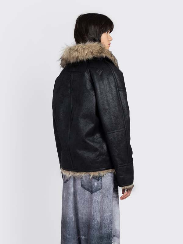 Open YY Faux Fur Reversible Jacket - Black | Garmentory