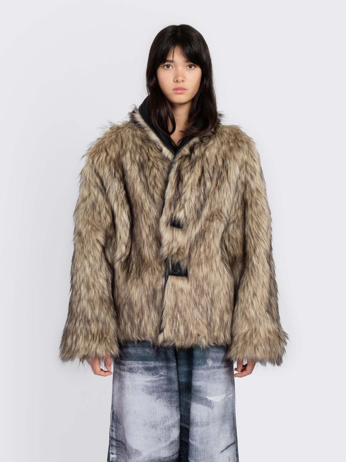 Open YY Faux Fur Reversible Jacket - Black | Garmentory