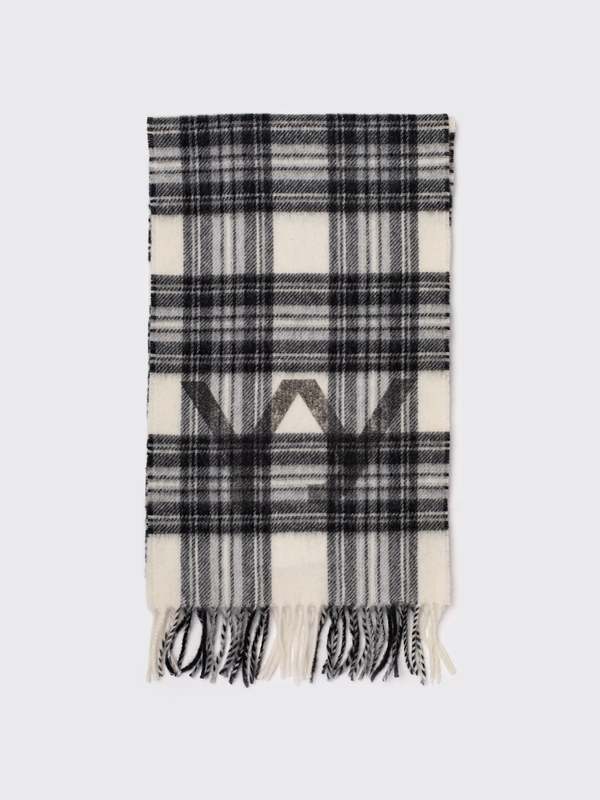 Open YY Tartan Wool Scarf - Beige | Garmentory