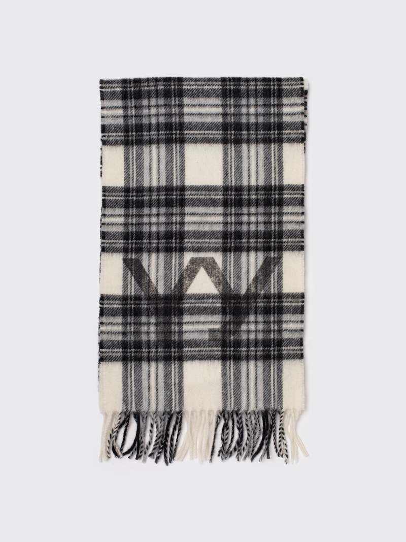 【OPEN YY】OPEN YY TARTAN WOOL SCARF, BEIGE Open YY Tartan Wool Scarf - Beige | Garmentory