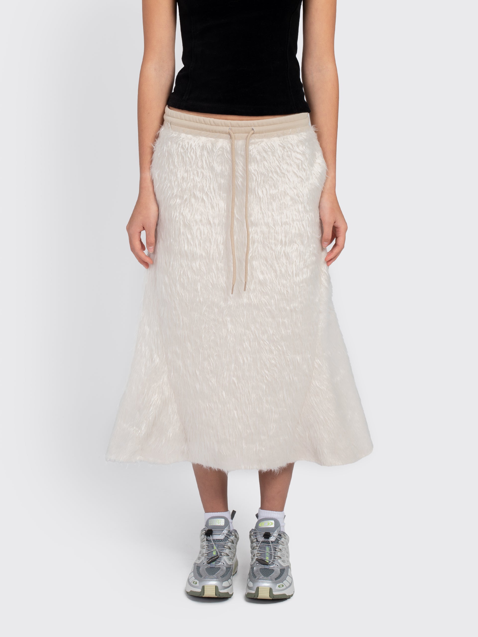 Open YY Shaggy Fur Track Skirt - Cream | Garmentory Open YY Shaggy Fur Track Skirt - Cream | Garmentory