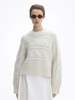 House of Dagmar Curved Cable Knit Sweater - Off White - Thumbnail 3