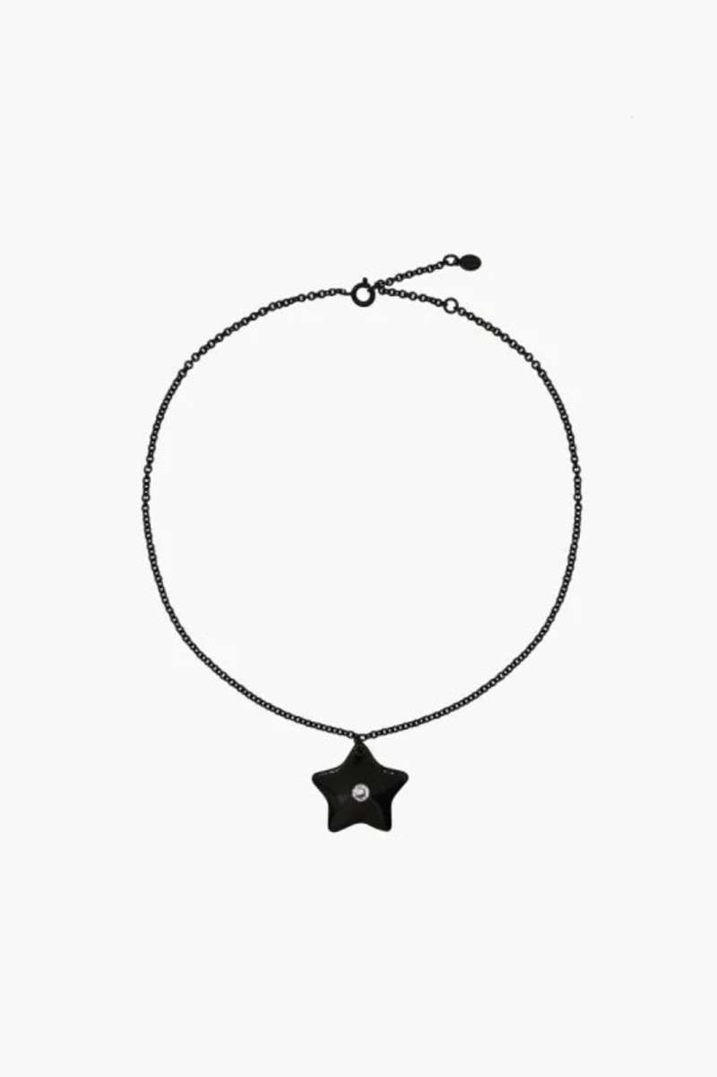 Sandy Liang Sparkles 2 0 Necklace - Black | Garmentory
