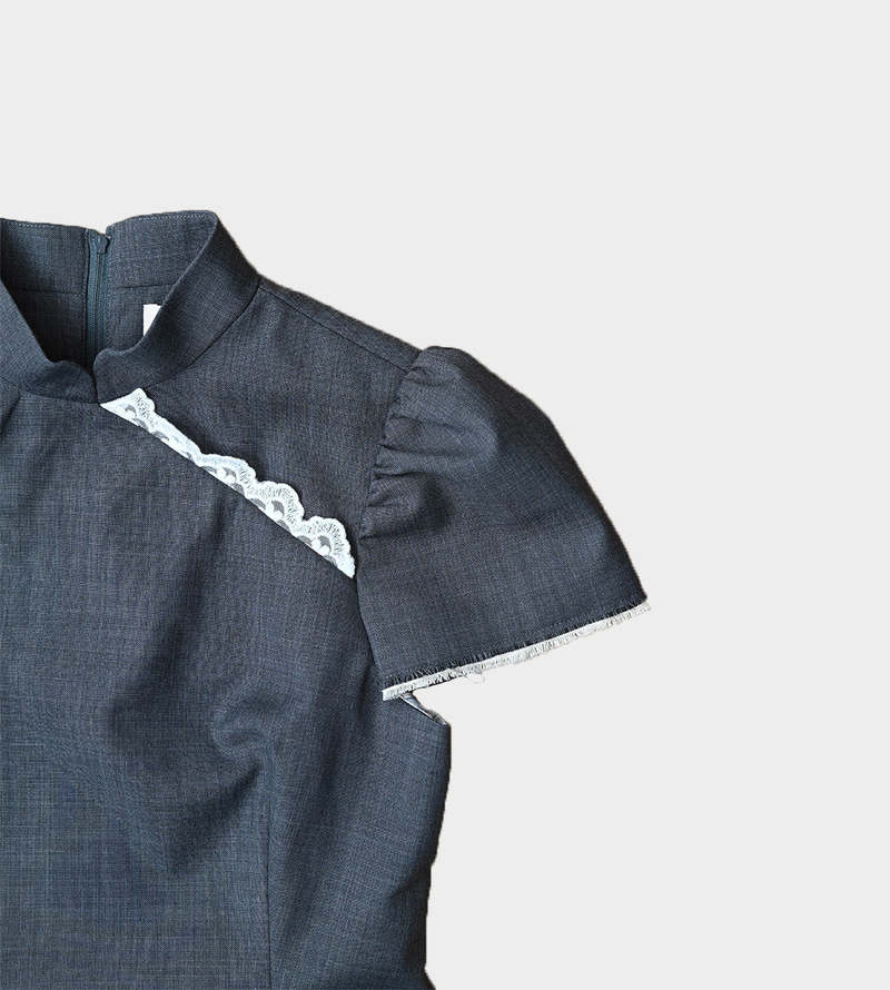 Shushu/Tong Mandarin Collar Top - Grey | Garmentory