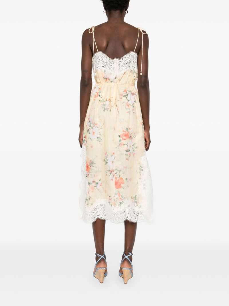 zimmermann everley lace trim slip dress Yellow Watercolour Floral Everley Lace Trim Slip Dress