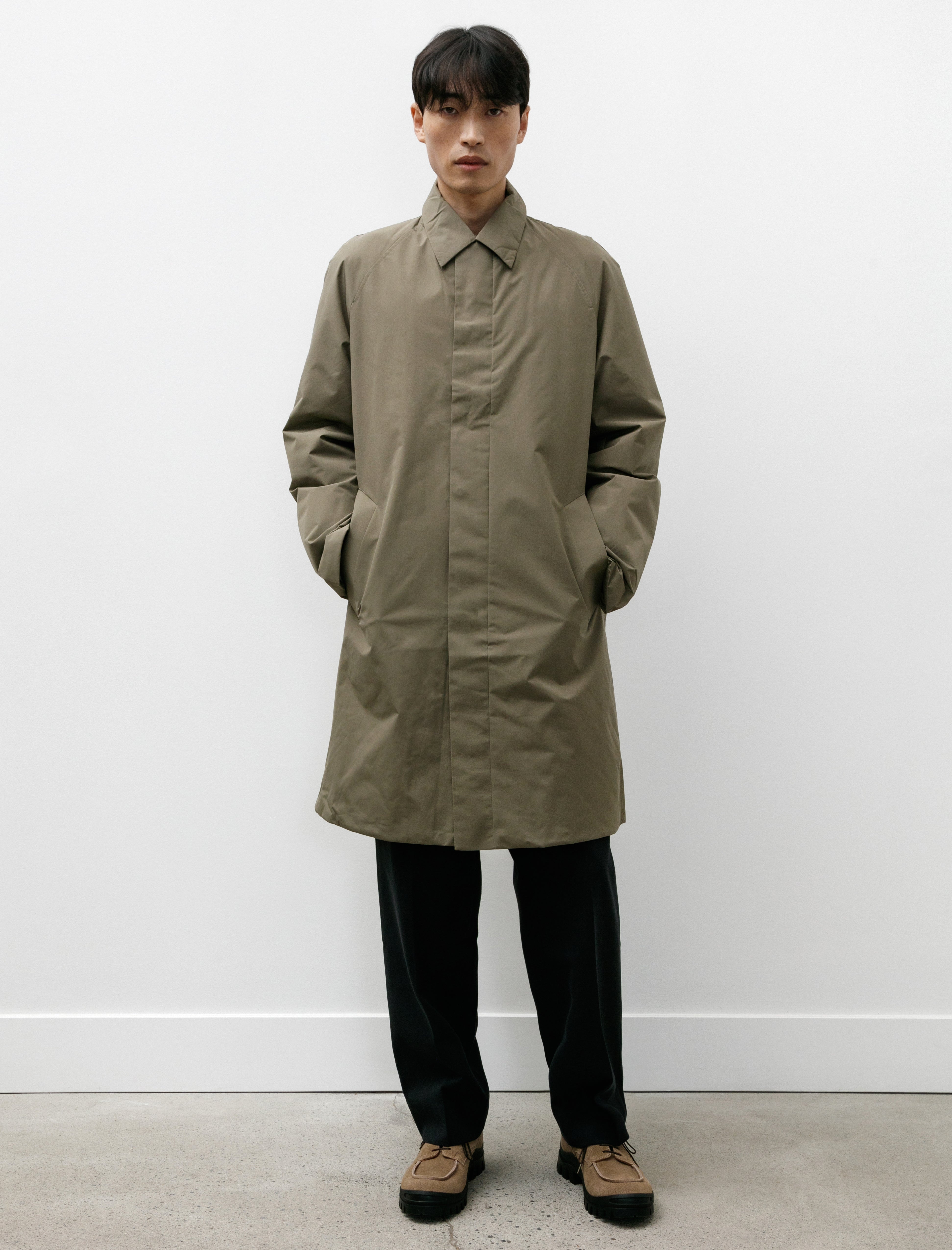 Norse Projects Vargo Raglan Mac Coat - Sediment Green | Garmentory