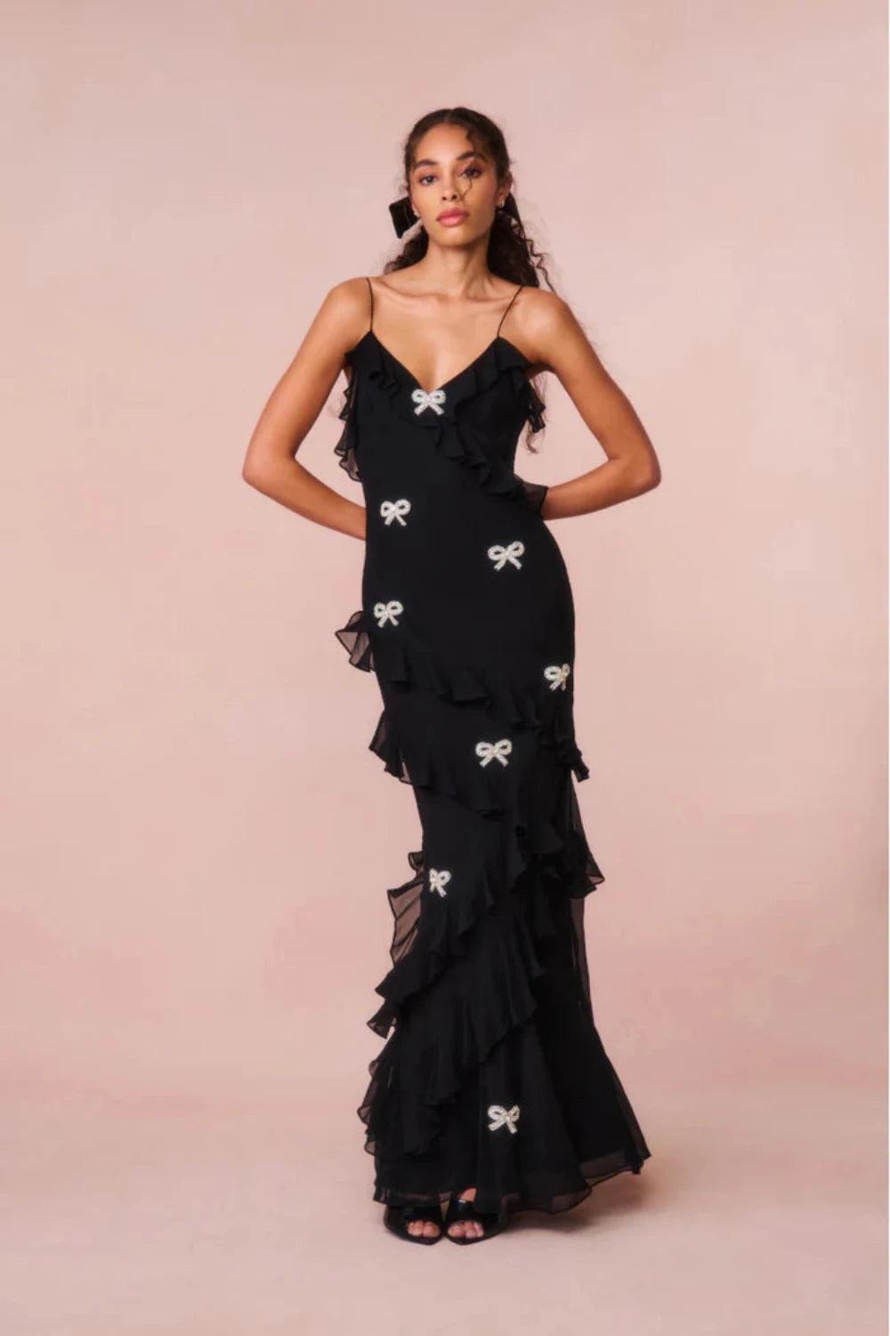 white christmas dresses Rialto Floral Chiffon Maxi Dress- Women's Designer Luxury Dresses main image 1