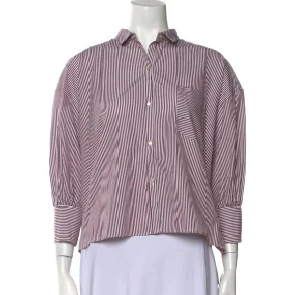 Nili Lotan Lonnie Button Down Shirt - Red/White Striped