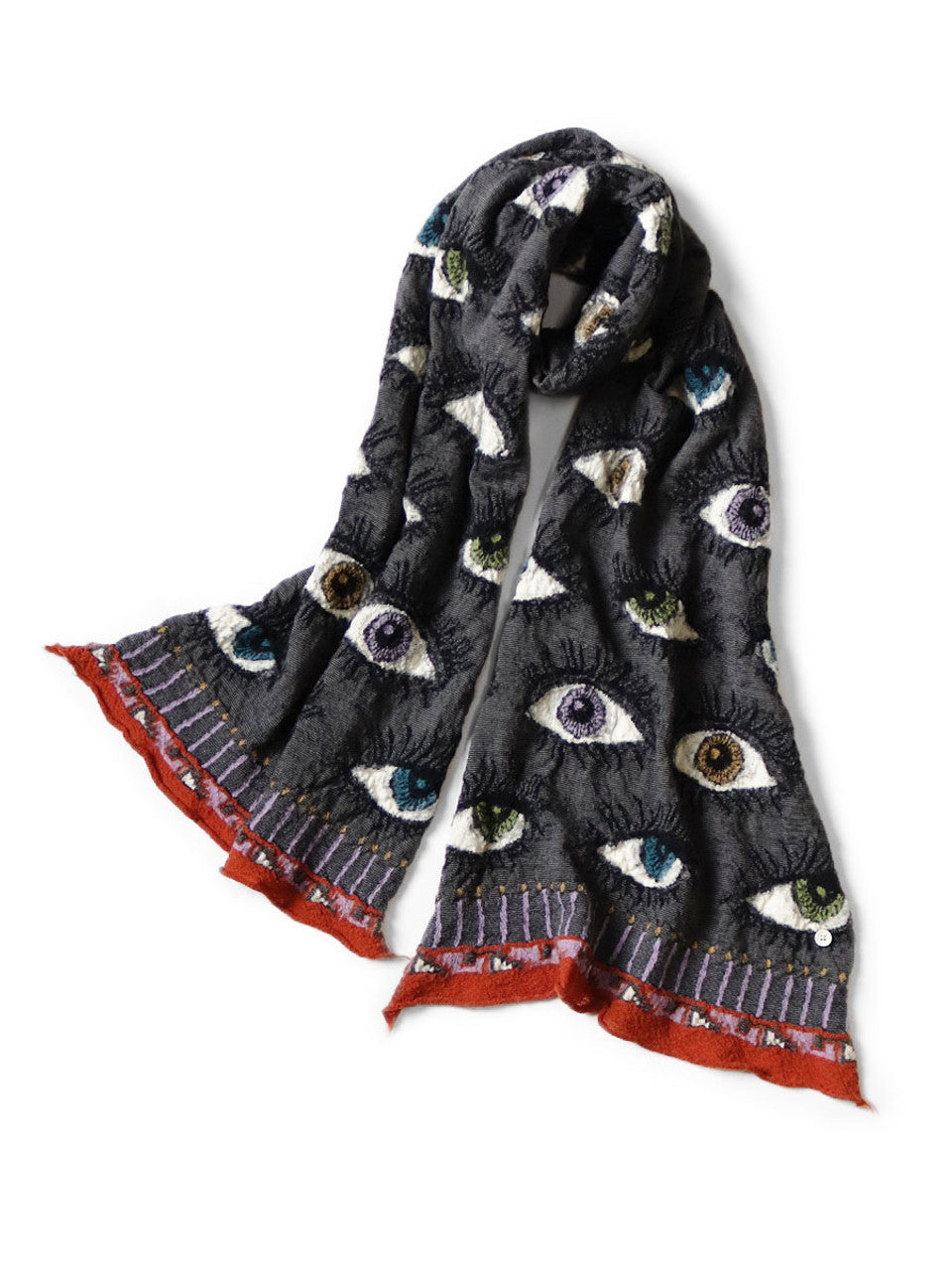 Kapital Felted Wool Speakeasy Happy Scarf - Charcoal | Garmentory