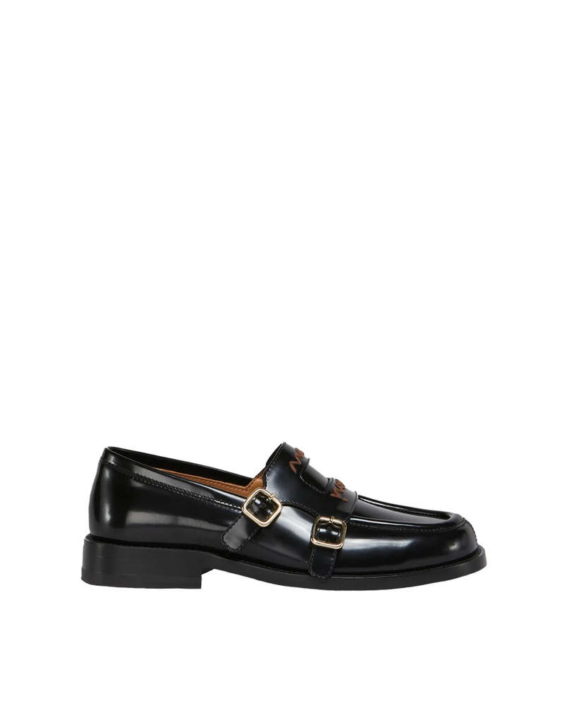 Marni Leather Bambi 3.0 Loafer with Double Buckle - Black