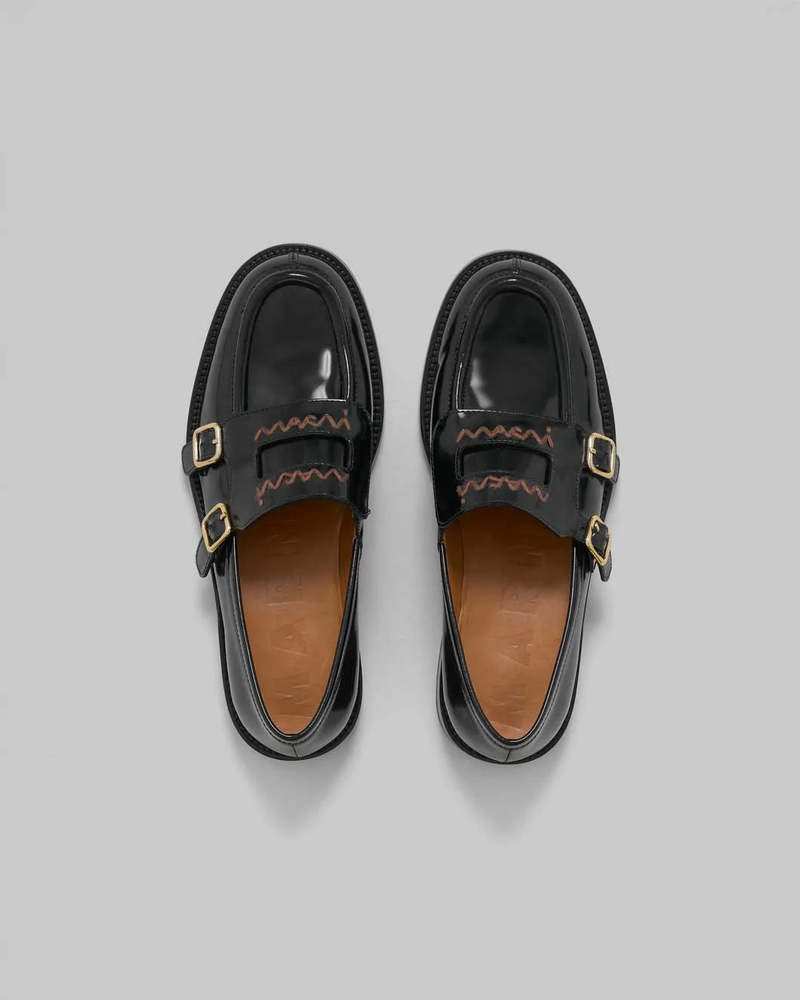Marni Leather Bambi 3.0 Loafer with Double Buckle - Black