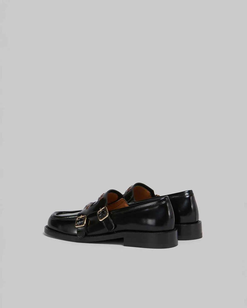 Marni Leather Bambi 3.0 Loafer with Double Buckle - Black