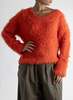 LOOK V-Neck Fuzzy Sweater - Flame - Thumbnail 1